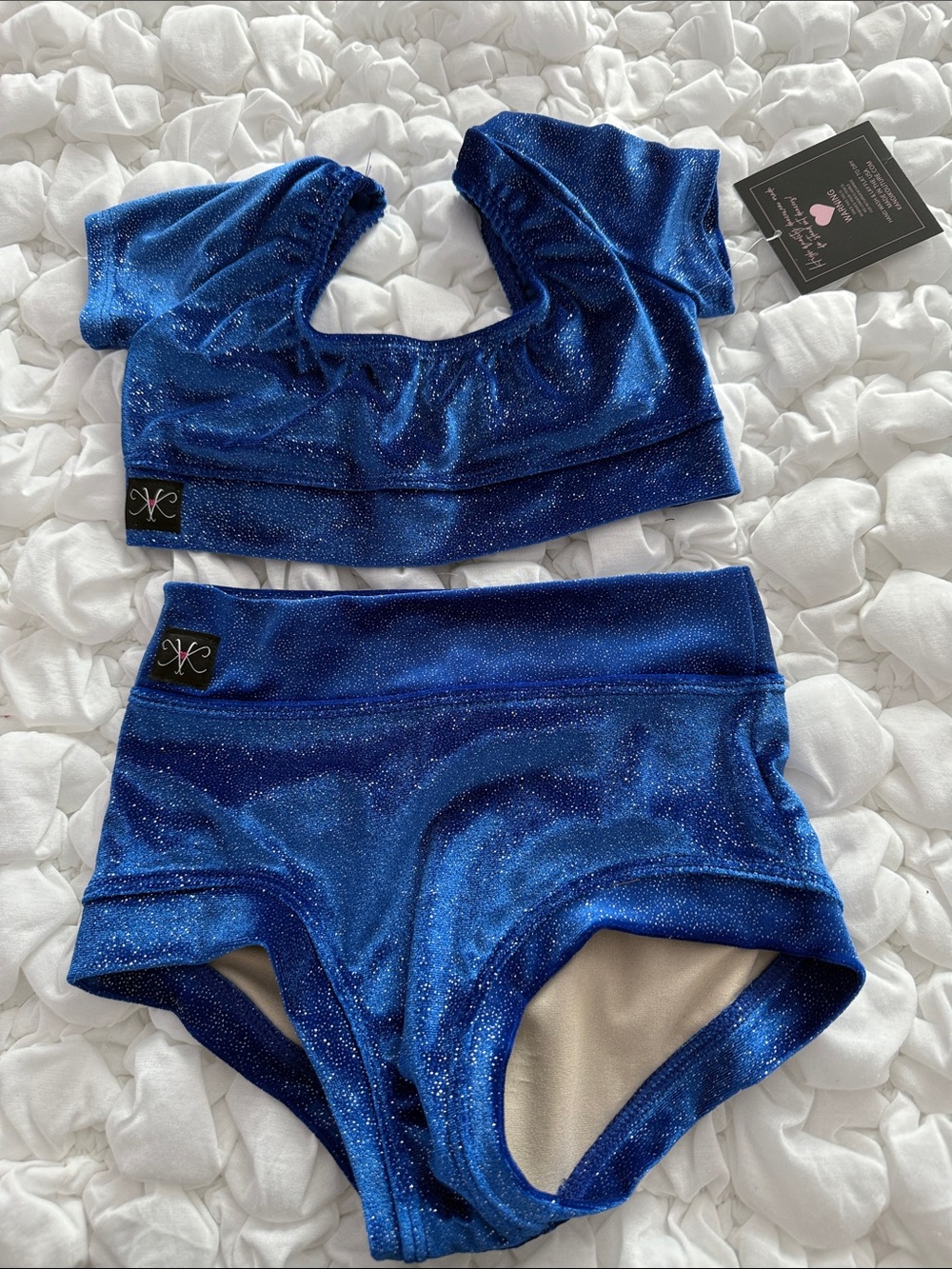 Kandi Kouture Velvet Royal Blue Glitter Top & High-Waist Brief Set